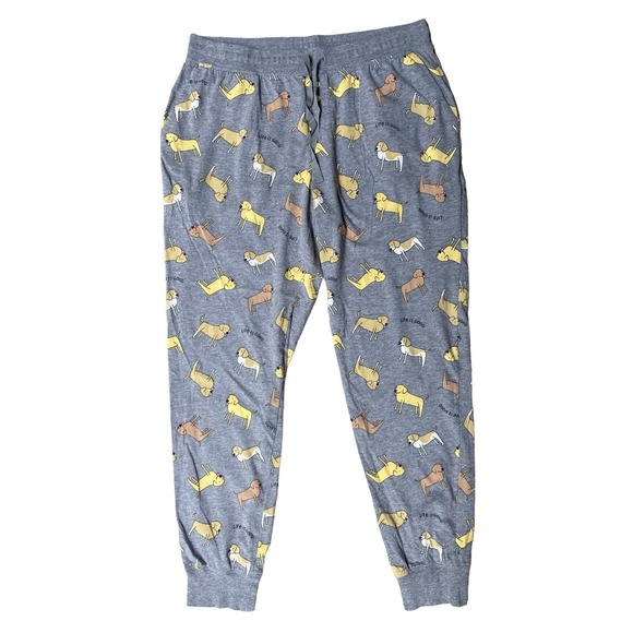 Life Is Good Dog Print Gray Pajama Pants Size Medium Yellow Lab Sleep Bottom - Picture 9 of 9
